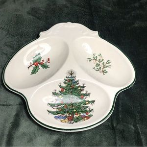 3 part divided Serving dish Plate Christmas Tree by PLUMMER Ltd New York England